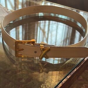 Vintage 80s Paloma Picasso Cream Belt with Gold “X”Buckle  “Kiss” Collection